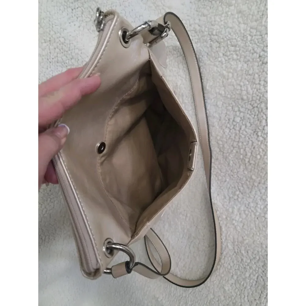 GIANI BERNINI Women Crossbody Bag Purse Shimmery Pearlescent Tan Leather Medium